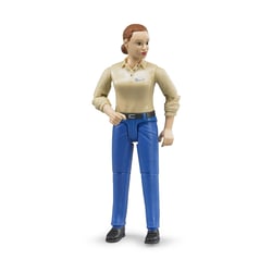 Femme à la peau claire et pantalon bleu