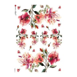 1 feuille de papier de riz 22.5 x 32 cm découpage collage Paper Designs FLEUR ROUGE 0131