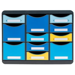 Moule de classement Storebox Multi 11 tiroirs Bee Blue - Couleurs assorties - Exacompta