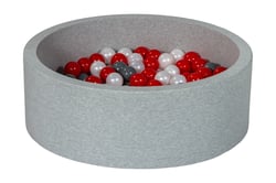 Piscine à balles Aire de jeu + 150 balles perle, rouge, gris - Velinda