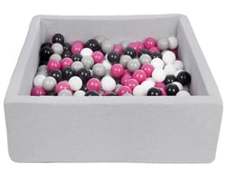 Piscine à balles pour enfant, 90x90 cm, Aire de jeu + 200 balles noir, blanc, rose,gris - Velinda