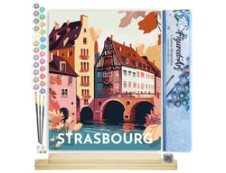Peinture par Numéro Figured'Art - Affiche Vintage Strasbourg - Kit de Loisir Créatif DIY Numéro d'Art Complet - 40x50cm toile roulée + châssis en bois à monter