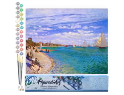 Peinture par Numéro Figured'Art - Régates à Sainte-Adresse - Monet - Kit de Loisir Créatif DIY Numéro d'Art Complet - 40x50cm sans châssis en bois