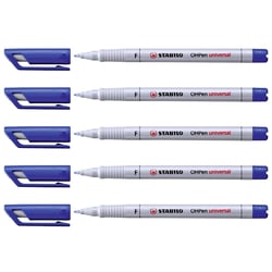 Lot de 5 feutres pour transparent OHPen encre soluble pointe fine - STABILO - Bleu