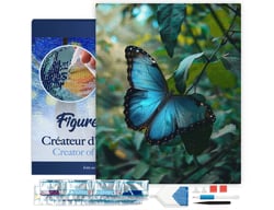 Diamond Painting Broderie Diamant Figured’Art 40x50cm toile tendue sur châssis en bois - diamants carrés - Papillon Morpho Bleu
