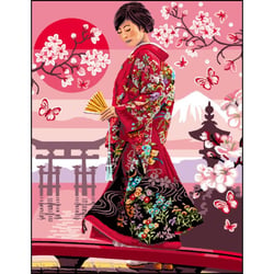 Princesse - Canevas antique Soleil rouge Mimo Verdé 50x65cm