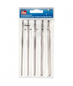 Kit de 5 crochets à ouvrage pour laine en aluminium bruni - Prym 195 991 gris
