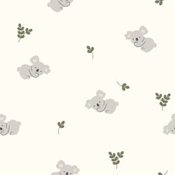 Tissu Jersey Coton LittleBird Koalas gris sur fond Ecru