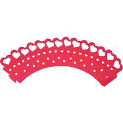 12 Wrappers à Cupcakes Coeurs Fuchsia