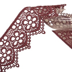 Bobine 13,7m guipure fleurs 42mm Bordeaux