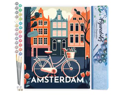 Peinture par Numéro Figured'Art Affiche Vintage Amsterdam - Activité Manuelle Kit de Loisir Créatif DIY Numéro d'Art Complet - 40x50cm sans châssis en bois
