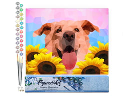 Peinture par Numéro Figured'Art - Chien Polygon Art - Kit de Loisir Créatif DIY Numéro d'Art Complet - 40x50cm sans châssis en bois