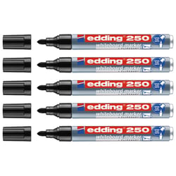 Lot de 5 marqueurs pour tableaux blancs - EDDING - Noir - Pointe ronde 1,5-3 mm - Corps aluminium