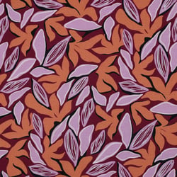 Tissu Viscose Lia feuilles parme sur fond Violine