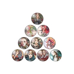 10 cabochons rond en verre assorties 25 mm PORTRAIT DE FEMME