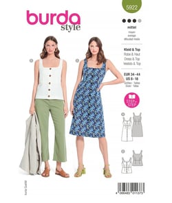 Patron Burda 5922 - Top et robes à bretelles du 34 au 44 (FR) taille n°FR 34-44