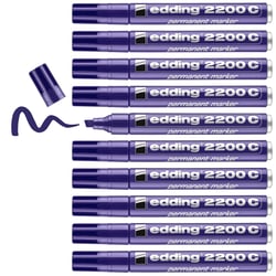 Lot de 10 marqueurs permanents - EDDING - pointe biseautée 1-5 mm - violet - 2200 C