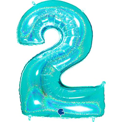 Ballon Géant Chiffre 2 Holographique Tiffany (102 cm)