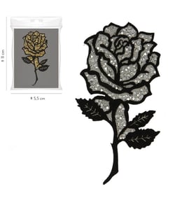 Ecussons Thermocollant Rose Pailletée 5 x 11 cm - Mediac argent
