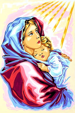 Canevas antique la mère et l'enfant 30x40cm