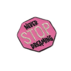 Lot de 3 écussons thermocollants messages never stop 4cm x 4cm