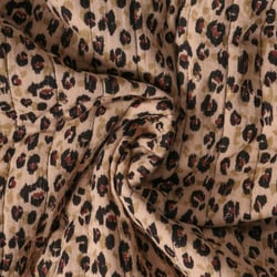 Tissu Double gaze Matelassé réversible  Karlia léopard sur fond Beige nougat