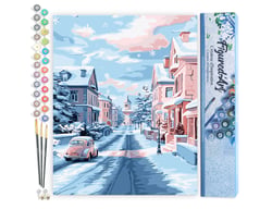 Peinture par Numéro Figured'Art - Matinée Enneigée en Ville - Kit de Loisir Créatif DIY Numéro d'Art Complet - 40x50cm sans châssis en bois