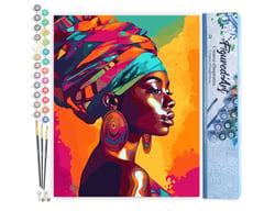 Peinture par Numéro Figured'Art - Dame africaine lumineuse - Kit de Loisir Créatif DIY Numéro d'Art Complet - 40x50cm sans châssis en bois
