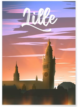 Affiche ville Lille | A3 : 29,7x42cm