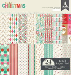 Bloc de 24 feuilles de scrap recto verso AUTHENTIQUE Colorful Christmas