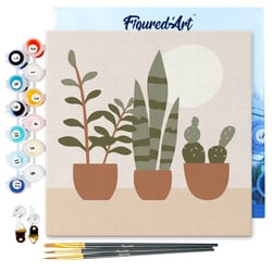 Mini Peinture par Numéro Figured'Art 20x20cm avec cadre Plantes grasses - Petit Format
