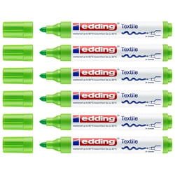 Lot de 6 marqueurs textiles permanents - EDDING - vert clair - 2-3 mm
