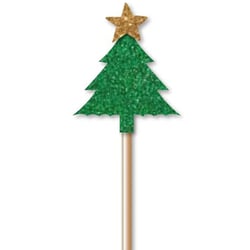 12 Cupcake Toppers Sapin de Noël Vert à Paillettes