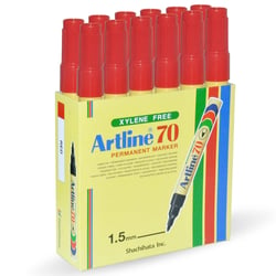 Lot de 12 marqueurs permanents - ARTLINE - Pointe conique 1,5 mm - Rouge