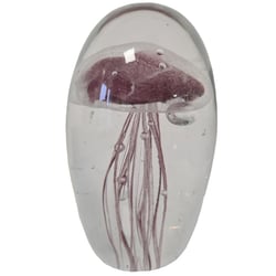 Presse papier sulfure méduse aubergine en verre 8 cm