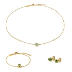 Collier, bracelet et boucles d'oreilles Aurora en pierres Péridot - Sloya