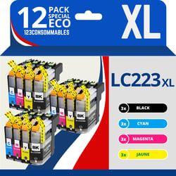 Pack compatible BROTHER LC-223 12 cartouches - 123CONSOMMABLES