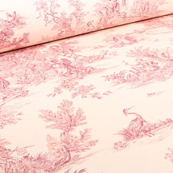 Tissu Toile de Jouy Grande largeur Au fil du temps Rouge