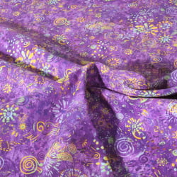 Tissu Popeline de Coton légère Esprit batik sur fond Violet