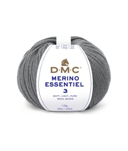 Pelote de laine Merino Essentiel 3 - DMC - Certifié Oeko-Tex 991 Gris