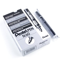 Lot de 12 marqueurs permanents - PENTEL - pointe biseautée - Noir