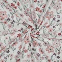 Tissu Coton imprimé Fleurs Mirena sur fond Blanc