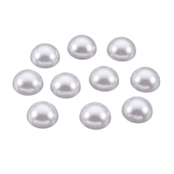50 PERLES CABOCHON Demi Rond à coller acrylique Blanc NACRE 8 mm - Dos Plat - Creation Diy