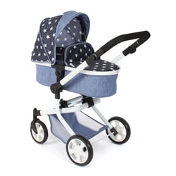 Poussette pour poupée combinée 2 en 1 Mika Bleu marine avec étoiles