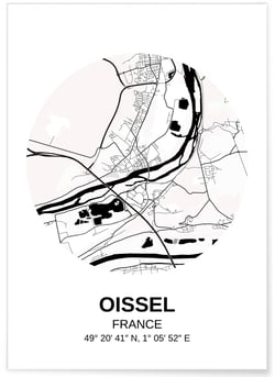 Affiche Carte Oissel | A3 : 29,7x42cm