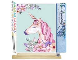 Peinture par Numéro Figured'Art - Licorne rose - Kit de Loisir Créatif DIY Numéro d'Art Complet - 40x50cm toile roulée + châssis en bois à monter