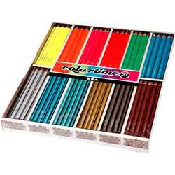 Crayons de Couleur Colortime, L : 17,45 cm, mine 4 mm, couleurs métalliques, couleurs néons, 144 pièces/ 1 Pq.