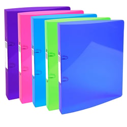 Classeur 2 anneaux 30mm IDERAMA PP polypropylène 7/10e - A4 maxi - Couleurs assorties - x 15 - Exacompta