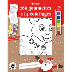 Coloriage avec peinture pinceau et gommettes Motif de Noël 1