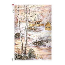 1 feuille de papier de riz 22.5 x 32 cm découpage collage Paper Designs NATURE NEIGE 0054